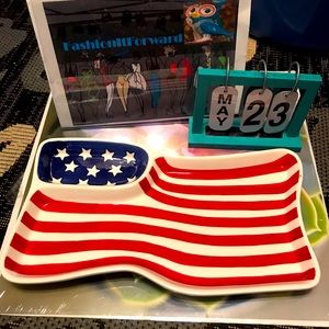 AMERICAN FLAG CHIP DIP PLATTER VEGGIE DIP TRAY